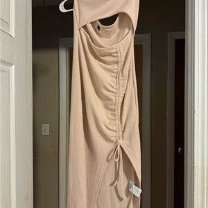 Elegant Ruched Cream Dress